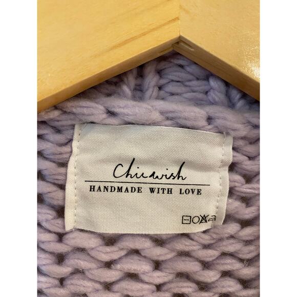 Chicwish Embroidered Floral Chunky Knit Cardigan Sweater Lilac Women's - Picture 12 of 14